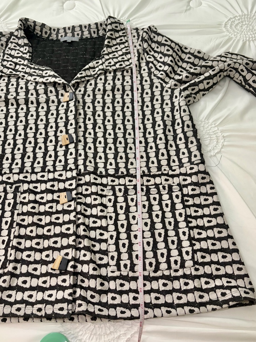 Habitat Lagenlook Black & White Geometric Print Lightweight Blazer Jacket XL - Picture 10 of 15